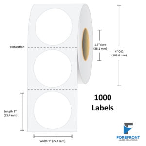1" Circle Matte Polypropylene Label - 1000 Labels