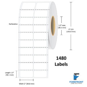 2" x 1.5" (2 UP) Matte Polypropylene Label - 1480 Labels