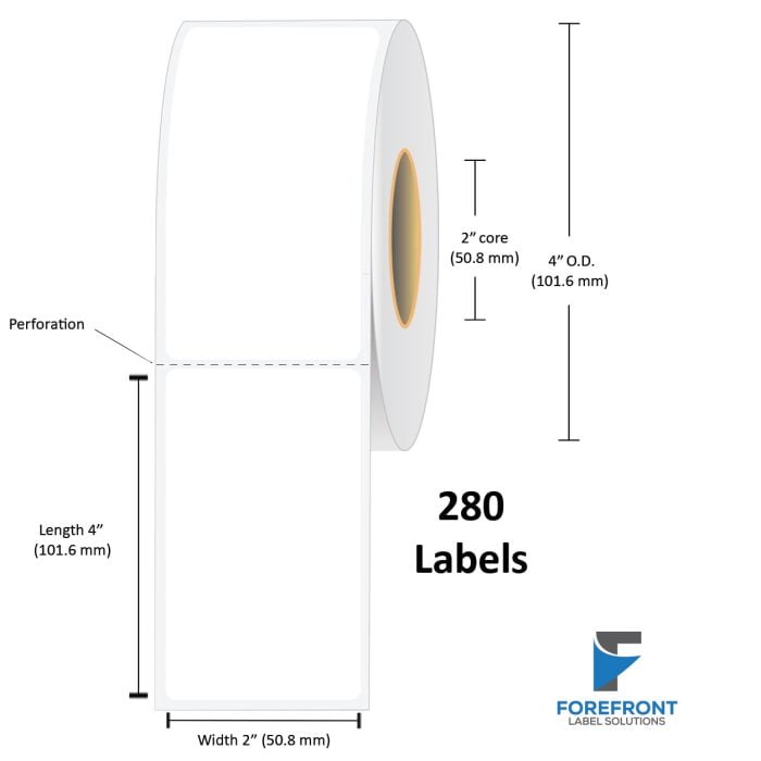 2" x 4" Gloss Paper Label -280/Roll