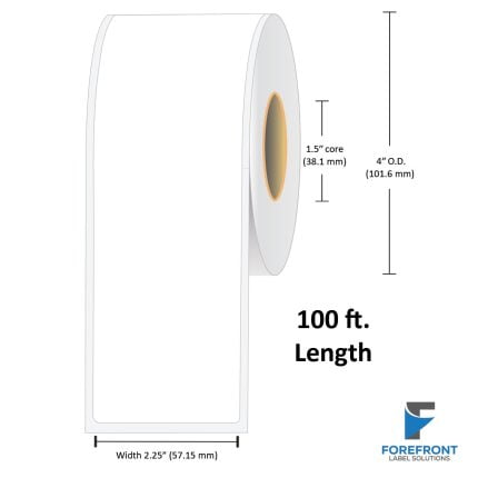 2.25" Continuous Gloss Polypropylene Label - 100 ft./Roll