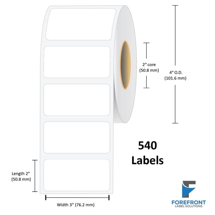 3" x 2" Gloss Paper Label - 540 Labels (6-Pack)
