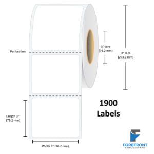 3" x 3" Top Coated Direct Thermal Label - 1900 Labels (6-Pack)