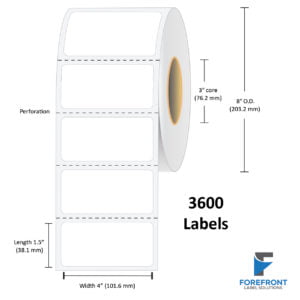 4 x 1.5 Thermal Transfer Label - 3600 Labels (4-Pack)