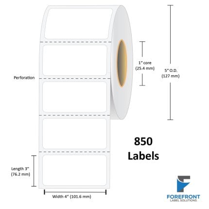 4" x 3" Thermal Transfer Label - 850 Labels (4-Pack)