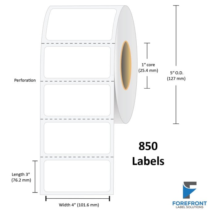 4" x 3" Uncoated Direct Thermal Label - 850 Labels (4-Pack)