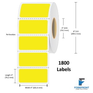 4" x 3" Yellow Thermal Transfer Label - 1800 Labels (4-Pack)