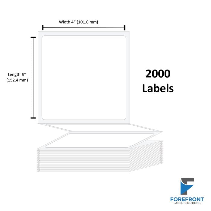 4" x 6" Top Coated Direct Thermal Fanfold Label - 2000 Labels (2-Pack)