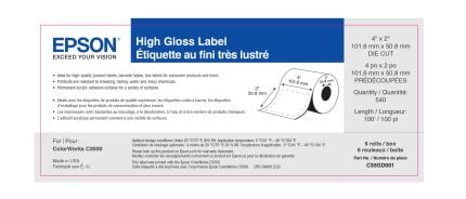 4" x 2" Gloss Paper Label - 540 Labels (6-Pack)