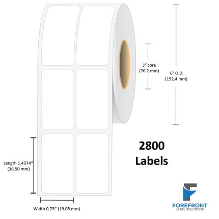 0.75" x 1.4374" (2 UP) NP Chemical Label - 2800 Labels
