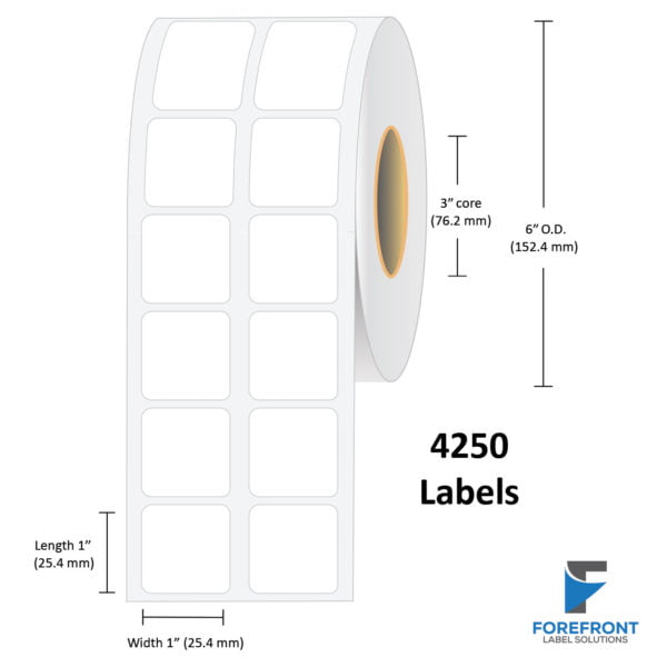 1" x 1" Gloss Paper Label - 4250/Roll