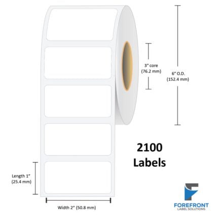2" x 1" Gloss Paper Label - 2100/Roll