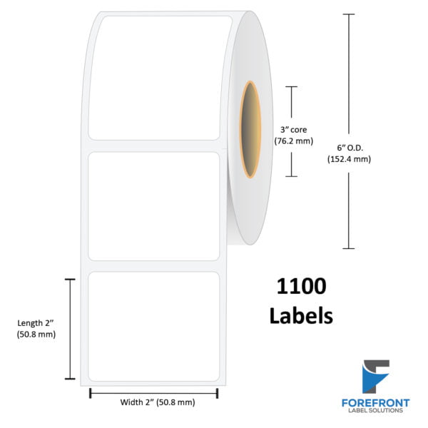 2" x 2" Gloss Paper Label - 1100/Roll
