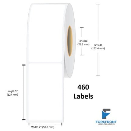 2" x 5" Gloss Paper Label - 460/Roll
