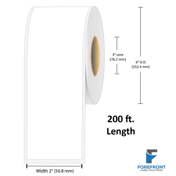 2" Continuous Gloss Paper Label - 200 ft./Roll