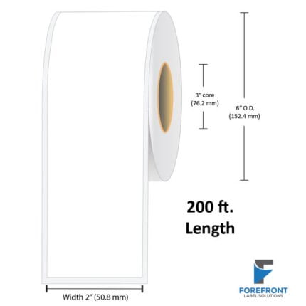 2" Continuous Gloss BOPP Label - 200 ft./Roll