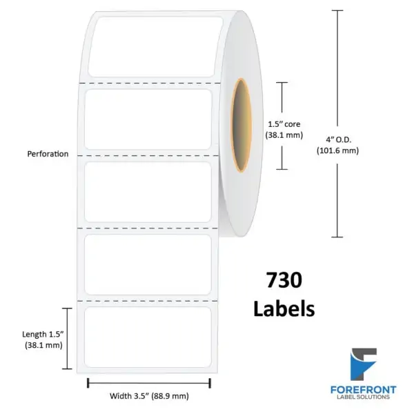 3.5" x 1.5" Gloss Paper Label - 730/Roll