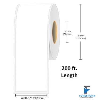 3.5" Continuous Gloss BOPP Label - 200 ft./Roll