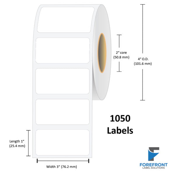 3" x 1" Gloss Paper Label -1050/Roll