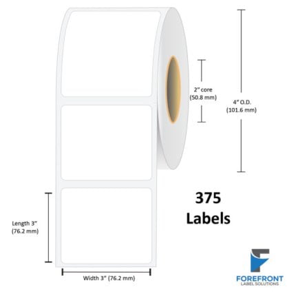 3" x 3" Gloss Paper Label -375/Roll