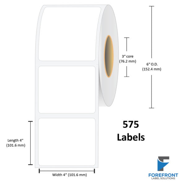 4" x 4" Gloss Paper Label - 575/Roll