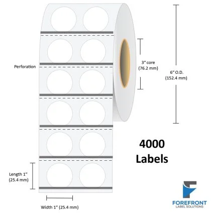1" Circle (2 UP) Gloss Paper Label (Leading BM) - 4000 Labels