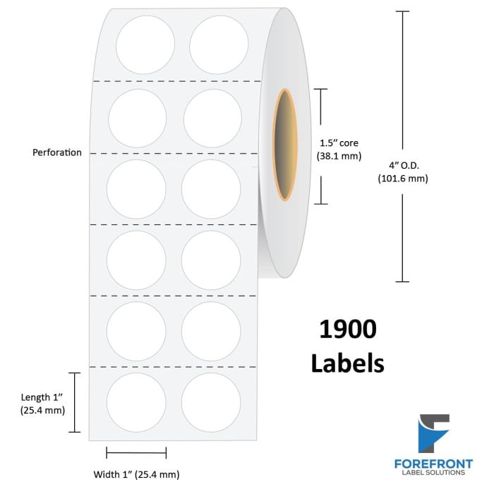 1.5" Circle Gloss Paper Label - 1200/Roll