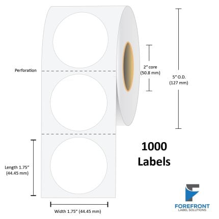 1.75" Circle Gloss Paper Label - 1000/Roll