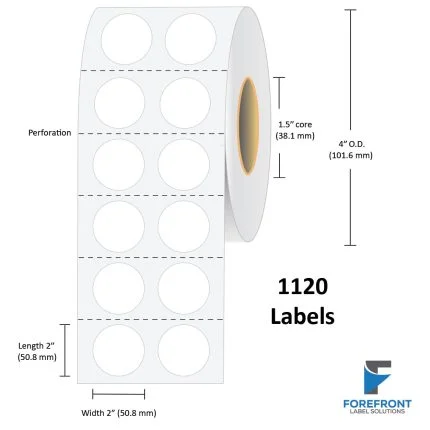 2" Circle Gloss Paper Label - 1120/Roll