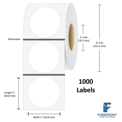 2" Circle Gloss Paper Label (Gap BM) - 1000 Labels