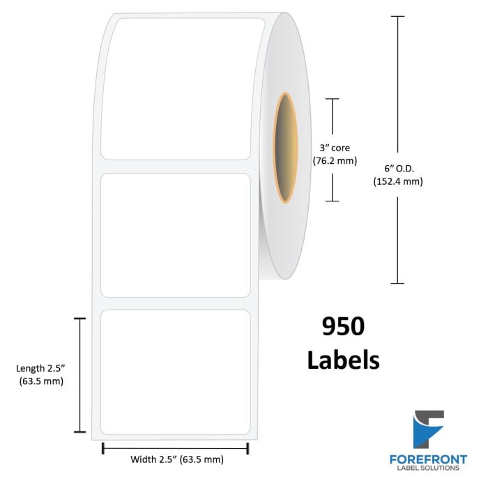 2.5" x 2.5" NP Gloss Paper Label - 950 Labels