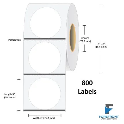 3" Circle Gloss Paper Label (Leading BM) - 800 Labels