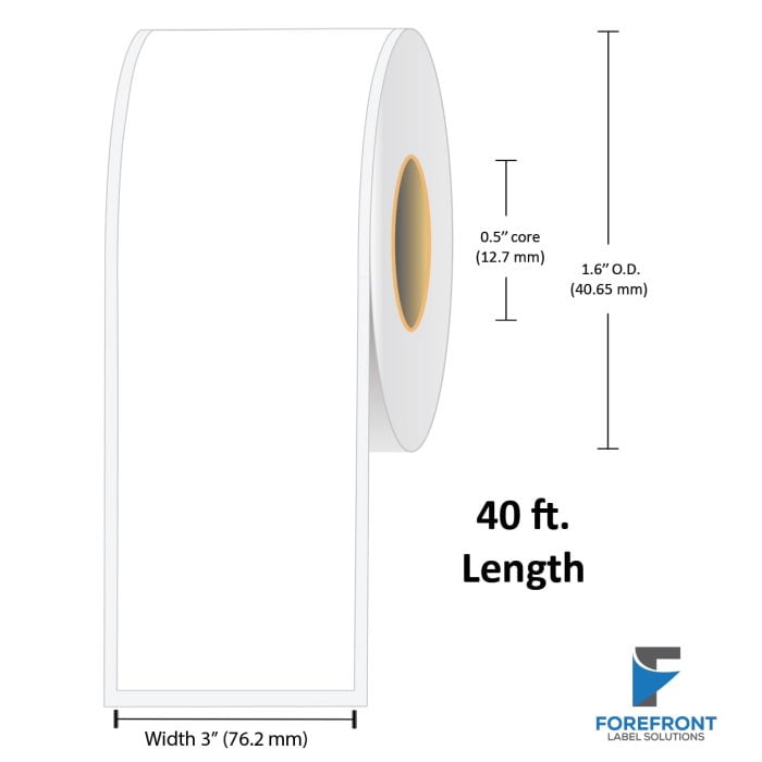 3" Continuous Premium Durable Receipt Paper - 40 ft. (50-Pack)