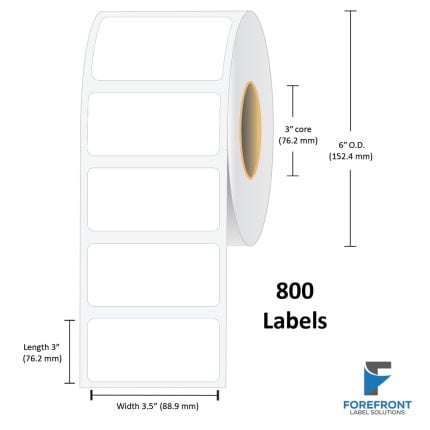 3.5" x 3" NP Gloss Polypropylene Label - 800 Labels