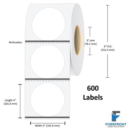 4" Circle Gloss Paper Label (Leading BM) - 600 Labels