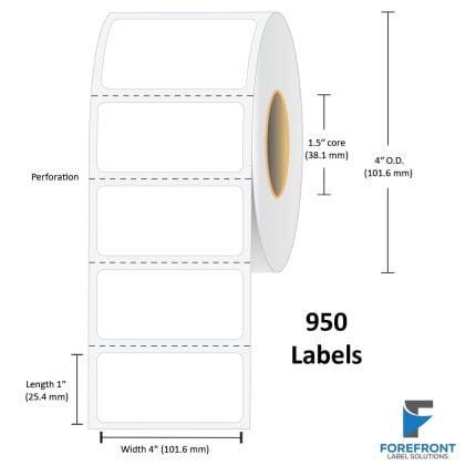 4" x 1" Chemical Label - 950 Labels