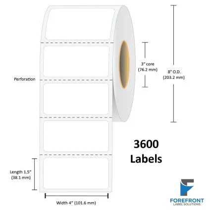 4" x 1.5" Thermal Transfer Label - 3600 Labels (4-Pack)