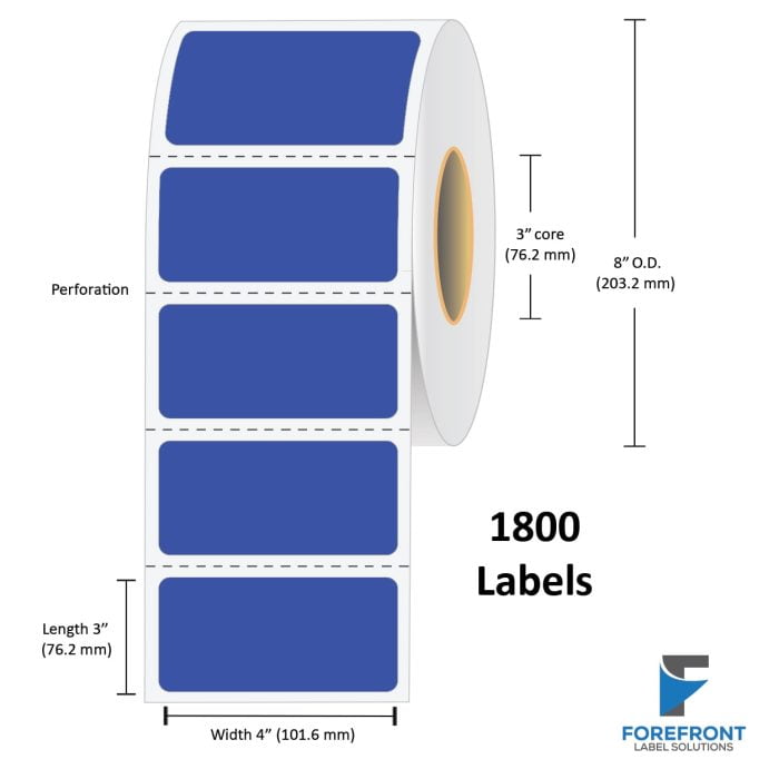 4" x 3" Blue Thermal Transfer Label - 1800 Labels (4-Pack)