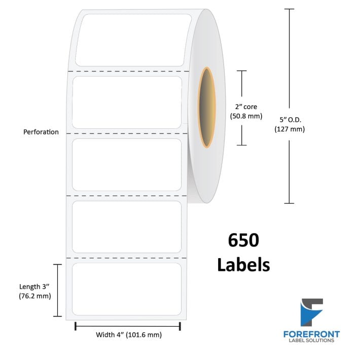 4" x 3" Gloss Clear Polyester Label - 650 Labels