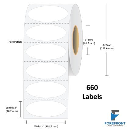 4" x 3" Oval Chemical Label - 660 Labels