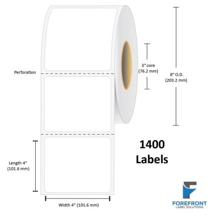 4" x 4" Gloss Paper Label - 1400 Labels (4-Pack)