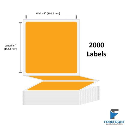 4" x 6" Orange Thermal Transfer Fanfold Label - 2000 Labels (2-Pack)