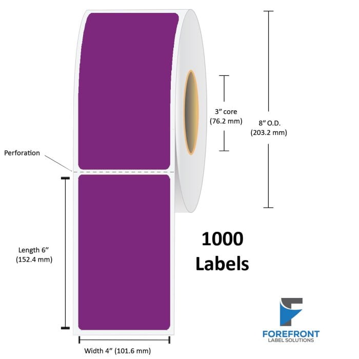 4" x 6" Purple Top Coated Direct Thermal Label - 1000 Labels (4-Pack)