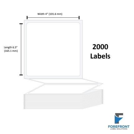 4" x 6.5" Uncoated Direct Thermal Fanfold Label - 2000 Labels (2-Pack)